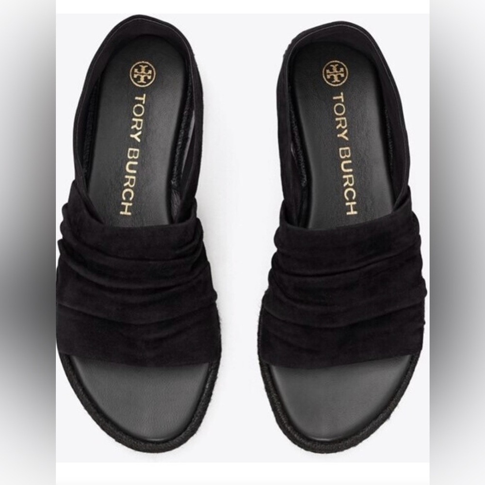 Tory Burch Suede Slingback Espadrille Black size 6 wen NWOB